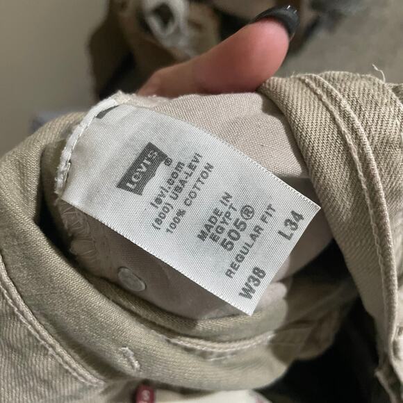 Levi's Men's 505 Regular Fit Khaki 100% Cotton Straight Leg Jeans - Size‎ 38 - Picture 7 of 13